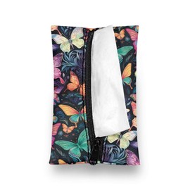 Flashideas Colorful Butterfly Tissue Holder Reusable Travel Tissue Pouch Tissue Holder for Purse Coins Pocket Tissue Holder for Purse Fabric Purse Zipper Enclosed for Purse Coins