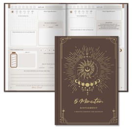 BIROYAL 5 Minute Mindfulness Journal, Gratitude Journal with 192 Pages, Personality Development Journal, Gratitude & Mindfulness Journal to Fill in for Gratitude & Mindfulness, Notebook A5, Brown