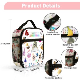 Nhemeylp Lunch Bag Portable Tote Bag for Music Lovers Insulated Lunch Bag Water-Resistant Leak-Proof Large Capacity Lunch Box Thermal Cooler Bag Lunch Bags for Women Men Work School Travel Picnic