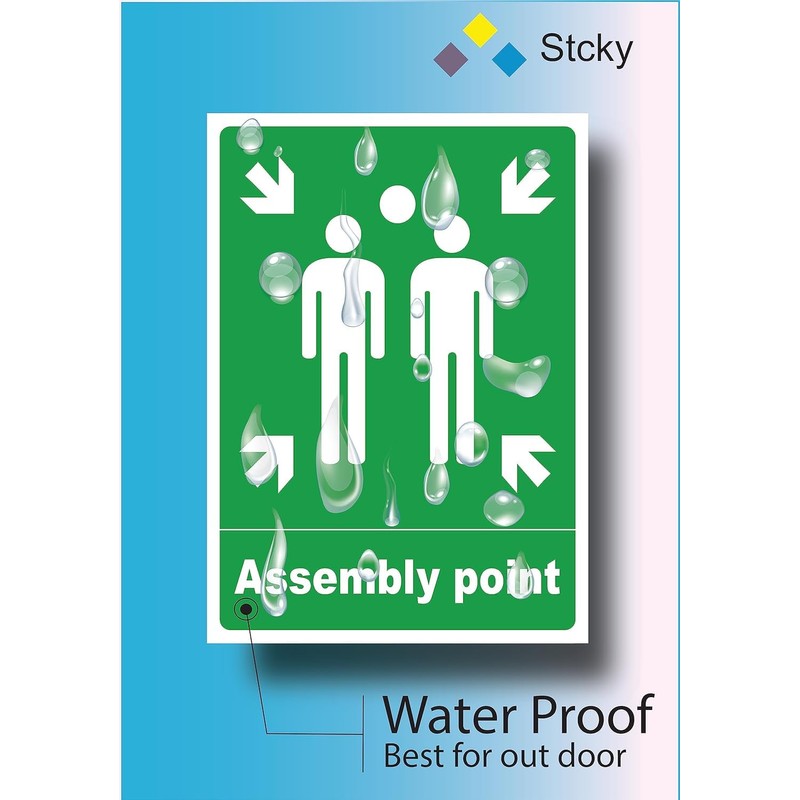 3 x Fire Assembly Point Vinyl Sticker Sign