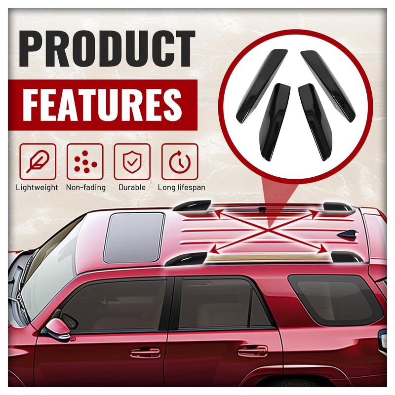 ECOTRIC 4Pcs Roof Rack Rail End Cover Shell Cap Compatible