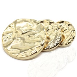 Wrinkle Gold Metal Shank Buttons - 12 Pcs - 4 Size Options - Luxury Wrinkle Round Wave Metal Shank Buttons for Men Women Blazer Coat Uniform Shirt Suit and Jacket Sewing Craft DIY G4232