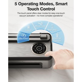 Vacuum Sealer Machine with Smart Touchscreen Control, 95kPa Dual-Pump Suction, Timeless Design for Hands, Free Sealing, 24H Non-Stop Breaks, widened 30CM Sealing Bar, External Bag Cutter, 2 Bags Rolls