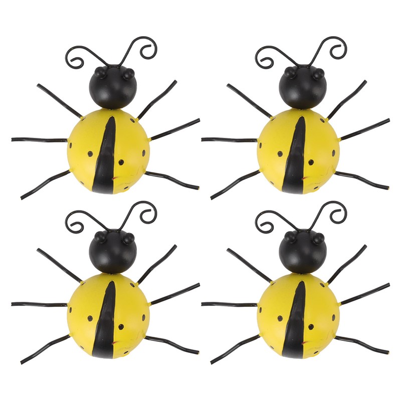 4Pcs Ladybug Wall Decor Lady Bug Ornament Wrought Iron Insect
