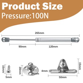 DMZK 4 Pieces Gas Spring, Hydraulic Rod Support Force Door Lift Support Dresser Tatami Support for Furniture Gas Shock Absorbers, Maximum 10KG Size 27 * 1.5cm