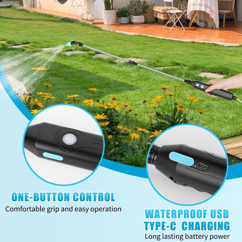 Battery Powered Sprayer 1.35 Gallon, Electric Garden Sprayer with 3