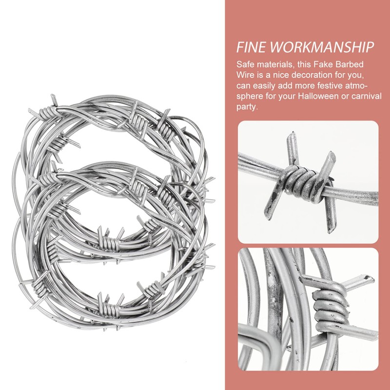 Toyvian 2pcs Barbed Wire 8ft/240cm Imitation Barbed Wires Prop Fake
