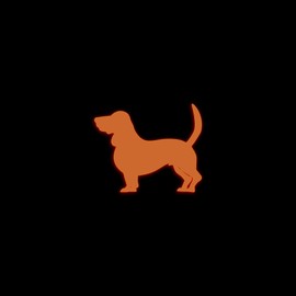 Bassett Hound Dog Silhouette Glow in The Dark Sticker Decal for Phone Tablet Laptop Car Truck Window | 4" Sticker | Orange