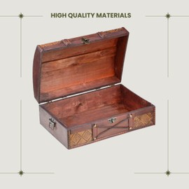 Brynnberg - Pirate Treasure Chest Storage Box - Jimmy 13,8" x9,1 x9,4 - Durable Wood & Metal Construction - Unique, Handmade Vintage Design With A Front Lock - Striking Decorative Element