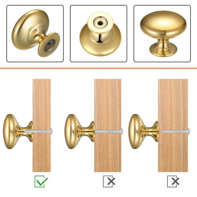 Bateya 12PCS Round Cabinet Knobs Mushroom Shape Pull Handle with