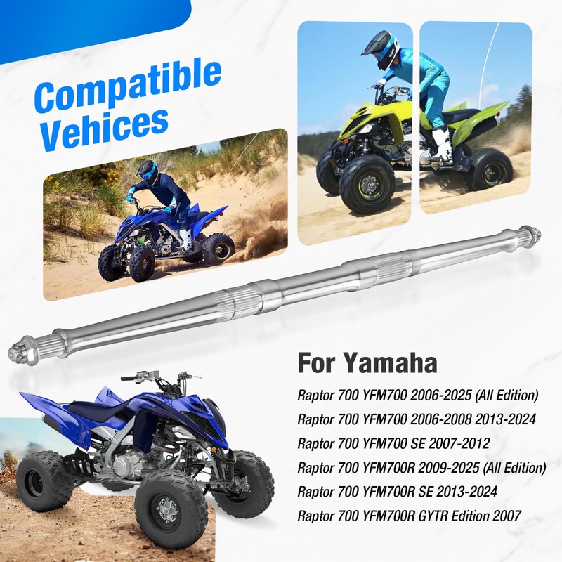 Rear Wheel Axle Shaft & Nuts for Yamaha Raptor 700