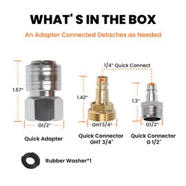 Terapaton 3PCS All Metal RV Exterior Quick Connect Adapter Kit - with G1/2" for Shower Hose and GHT 3/4" for Garden Hose, RV Water Quick Connect Fittings