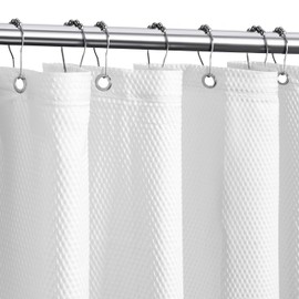Tititex Solid White Cloth Fabric Shower Curtain Liner with 2 Magnets - Texture Pressure Bubble Soft Hotel Quality Waterproof Shower Liner, Light-Weight & Machine Washable 72x78 inch
