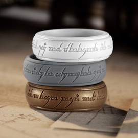 King Will Silicone One Ring for Men Lord Rings Magic Power Rings, 8mm Wide Breathable Rubber Etched Dark Gray/Silver/Bronze Silicone Rings for Men Women, Comfort Fit Silicone Wedding Ring Size 11