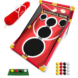 SWOOC Games - Boardwalk Birdie™ | Arcade Style Golf Game w/Easy Setup & 10+ Games Included | Cornhole Golf Chipping Game | Indoor & Outdoor Activities for Adults and Family | Backyard Fun