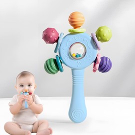 Montessori Sensory Toys Baby Rattle Teething Ring for 0-6 6-12 Months BPA-Free Teething and Grasping Toy Early Education Newborn Infant Learning Development Toy Gifts