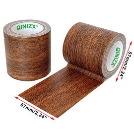 QINIZX 2 Roll 2.2" x 15 Feet Repair Tape Patch Wood Textured, Wood Grain Sticker Tape Glue High Adhesive Duct Tape for Furniture Door Floor Sofa Chair Table and Home Wall Decoration (Dark Brown)