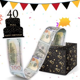 WenmthG Upgrade Funny Money Gifts Birthday 40, DIY Surprise Box, 40th Birthday Money Box for Cash Gift Draw, Gift Box for 40th Birthday Man Woman (13.3 x 13 x 11cm)