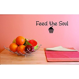 Feed The Soul Cupcake Kitchen Picture Art Sticker Decor Vinyl Wall Decal - 22 Colors Available - Size: 8 Inches x 20 Inches