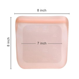 purifyou Set of 5 Reusable Silicone Storage Snack Bags 6oz / 16oz / 32oz / 64oz Self-Seal Food Storage Container for Fruits, Vegetables, Sandwiches, Dishwasher Safe & Leak-free (CloudPink, 32oz)