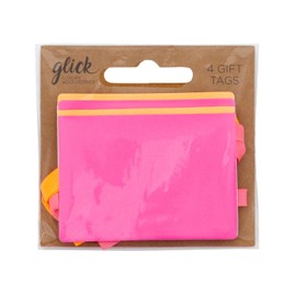 Glick Pack of 4 Plain Neon Mix Gift Tags to Accessorise Your Gifts Beautifully, Gift Tags, 7 x 5 cms