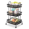Whitmor Storage Cart Metal 3 Tier Rolling Cart with Wheels,