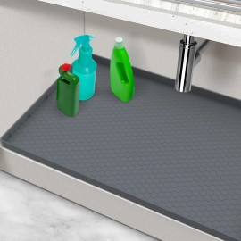 Mecheer Under Sink Mats for Kitchen Waterproof, Silicone Under Kitchen 34" x 22" Gray
