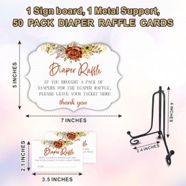 Flower Diaper Party Game Set,Watercolor Floral,50 Pcs Diaper Raffle Tickets, 1 Wooden Sign & 1 Iron Stand, Gender Neutral Baby Shower Game Kit For Newborn Baby, Party Favor & Supplies - B07