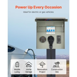 VEVOR Temporary Power Outlet Panel, Weatherproof RV Electrical Breaker Box with 20/30/50 Amp Receptacle Installed, Prewired Circuit NEMA 14-50R/NEMA TT-30R / 20A GFCI for RV Camper Trailer Motorhome
