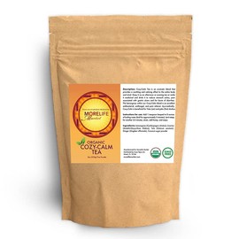 100% Organic Cozy Calm Tea | Beneficial for Vata and Pitta Doshas | Lemongrass blend to Soothe Your Mind | Sleep and Respiratory Support | 8oz (230g) by MoreLife Market