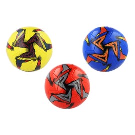 HENBRANDT Single Leather Football in 3 Designs - Blue, Red, Yellow with Contrast Decoration - Size 5 Standard Football Durable All-Weather Sports Toy for Training, Kickabouts and Playground Games