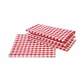 Set of 4 place mats in red and white chequered, size 33 x 45 cm, elegant place mats made from 100% cotton in country house style