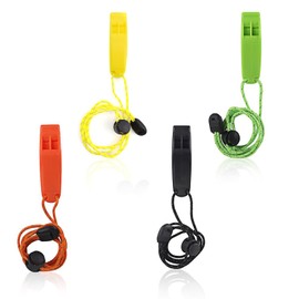 HSUYUN 4 Stück Signalpfeife, mit Schlüsselband Notfallpfeife, Dualband Super Laute Sicherheitspfeife, 4 Farben für Camping, Bergsteigen, Reisen