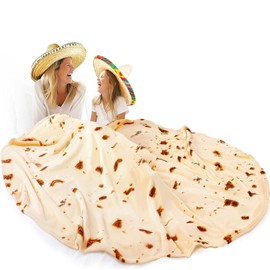 Zulay Burritos Tortilla Blanket Wrap - Double Sided 60 inches Blanket - Holiday Novelty Blanket - Soft Flannel Round Blanket Premium 285 GSM - Fun White Elephant Gift for Adults