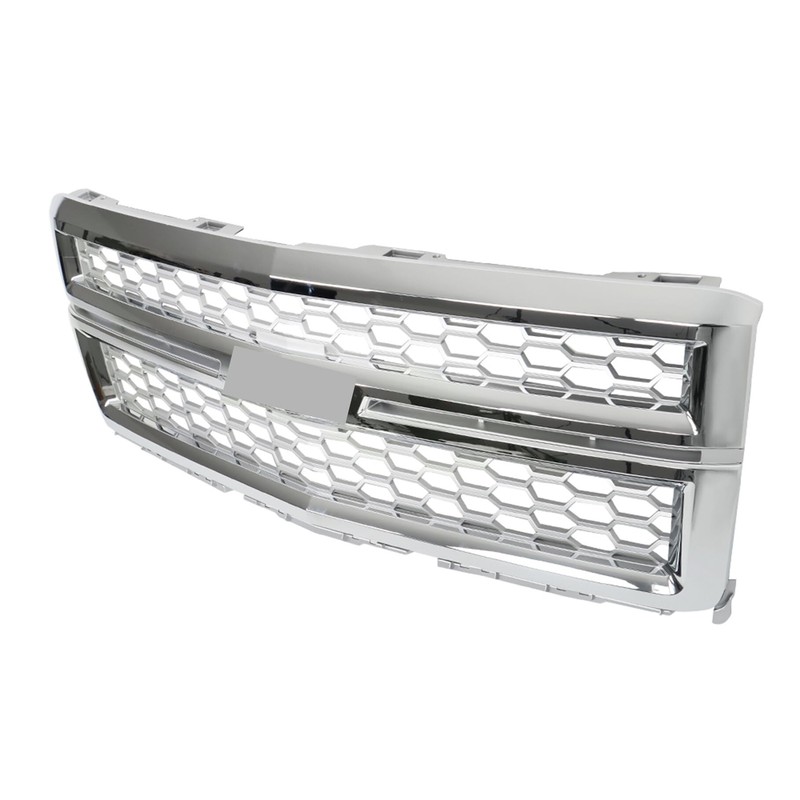 TJHSM Front Grille Bumper Honeycomb Chrome Silver Grill Replacement for