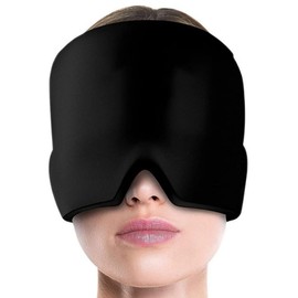 Voarge Migräne Maske, Wiederverwendbar 2 in 1 Schlafmaske, Kopfschmerzen Kühlpads Gel, Migräne Haube Für Geschwollene Augen, Verspannungen, Sinus & Stressabbau, Männer & Frauen