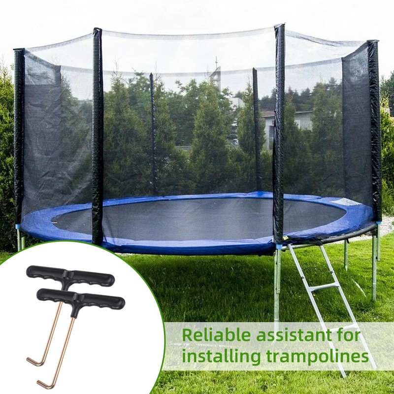 Bremorou 2 Pcs Spring Pull T-Hook Trampoline Tool Shoe Lace