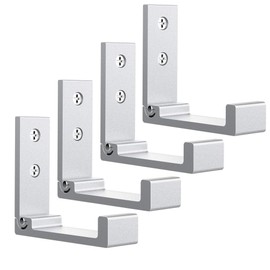 Latomex Folding Coat Hooks, Wall Hooks for Hanging Aluminum Alloy Cloth Hanger Coat Hanger Headphones Holder Headset Wall Hanger Hook- Pack of 4 (Silver)