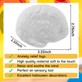 Anatomy Stress Toy Set 2 Pieces Heart Stress Balls with Squishy Brain PU Foam Stress Ball Fake Healthcare Anatomy Stress Ball for Relief Stress
