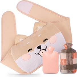 Hot Water Bottle Belt, 1L Hot Water Bottle Belt 3 in 1 Portable PVC Hot Water Bottle with Soft Cover and Waist Cover for Neck and Shoulder Back Legs