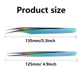pson 2PCS Rainbow Tweezers Set, Stainless Steel Pointed Craft Tweezers, Colorful Fine Tip Tweezer Tools for Jewelry Making, Eyelash Extension, Repair, DIY (1 straight and 1 curved)