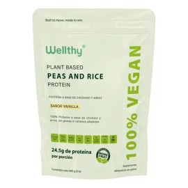 Plant based Proteína De Chícharo Y Arroz Sabor Vainilla 900gr wellthy                                                                                 