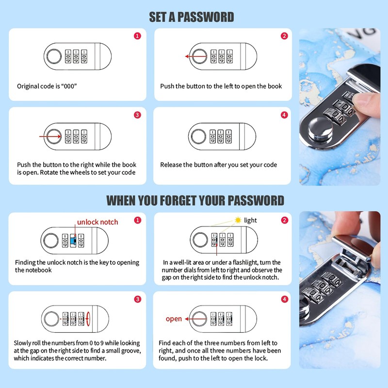 Koogel Diary with Lock for Girls Ages 8-12, A5 Journal