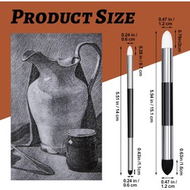 Kosiz 2 Pcs Blending Sponge Pen Double Headed Rub and Buff Washable Sketch Rubbing Sponge Brush Wipe Reusable Blending Stump Drawing Art Blenders for Artist Highlight Shadow Detail Tool (White,Black)