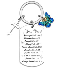 UYBEPU Bible Verse Keychain Baptism Gifts for Girl Confirmation Gifts for Teen Girls God Daughter From Godmother Christian First Communion Gift Ideas