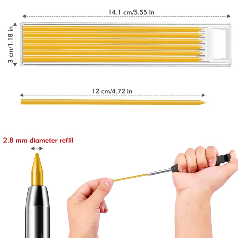 SHCHING 36PCS Pencil Lead Refills for Tracer/Pica, 2.8mm Solid Pencil