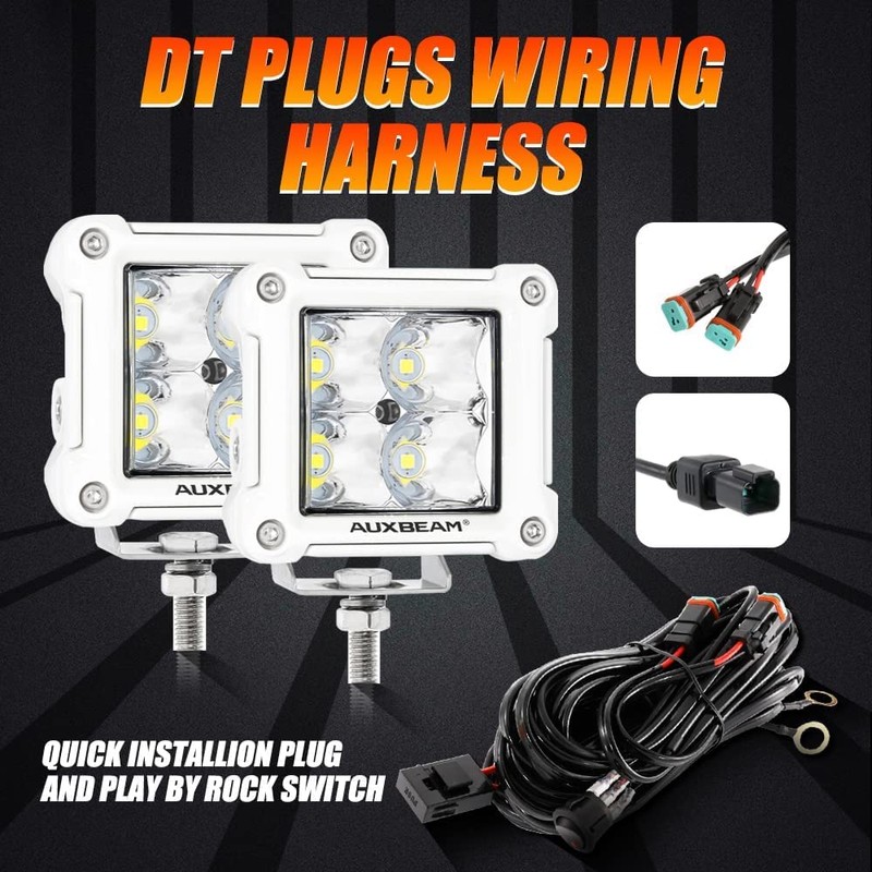 Auxbeam FA Series White Housing LED Pods, 3Inch 40W Spot