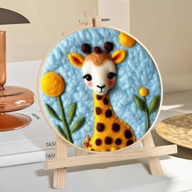 Hlison Needle Felting Kit Beginner with Video Tutorials, Cute Giraffe Needle Felting Wool Kits Include Wool, Needles, Foam Pad, Felt Cloth, Instructions