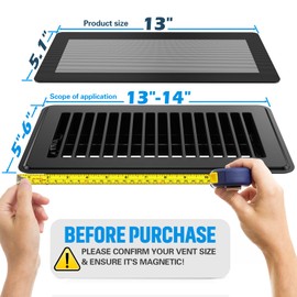 Magnetic Vent Screen Mesh Covers 3 Pack, Floor Vent Covers, Vent Covers for Home Floor, for Floor, Wall & Ceiling Registers of Width 5" to 6", Length 13" to 14", Floor Air Vent Filters, Black