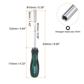 HARFINGTON Metric Nut Driver 6mm CR-V Non-Magnetic Tip Hollow Shafts Hex Socket Screwdriver with Non-Slip Handle for Automobile Repair